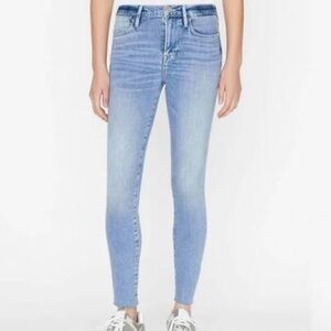 New FRAME Le High Skinny Jeans High Rise Raw Edge Stretch Denim